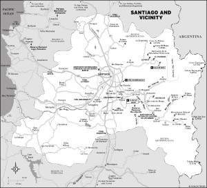 Map of Santiago and Vicinity, Chile