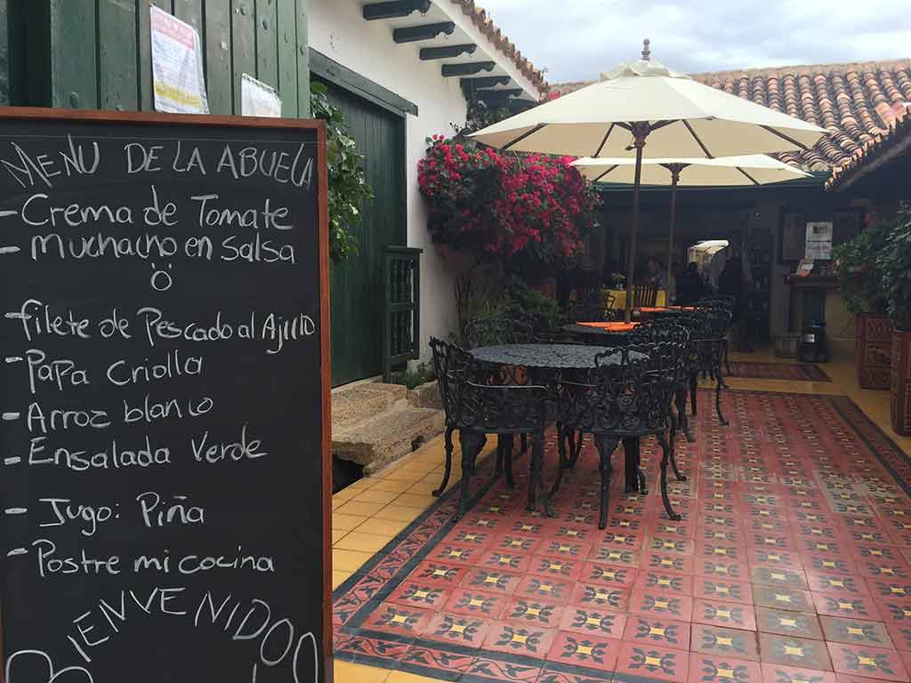 Restaurant patio in Villa De Leyva. Photo © <a href="https://www.flickr.com/photos/edgarzunigajr/">Edgar Zuniga, Jr.</a>, licensed Creative Commons.