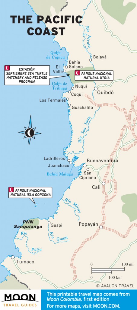 Travel map of Colombia's Pacific Coast