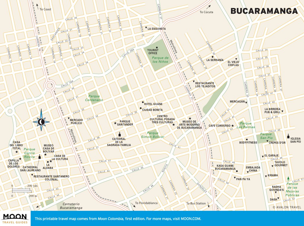 Travel map of Bucaramanga, Colombia