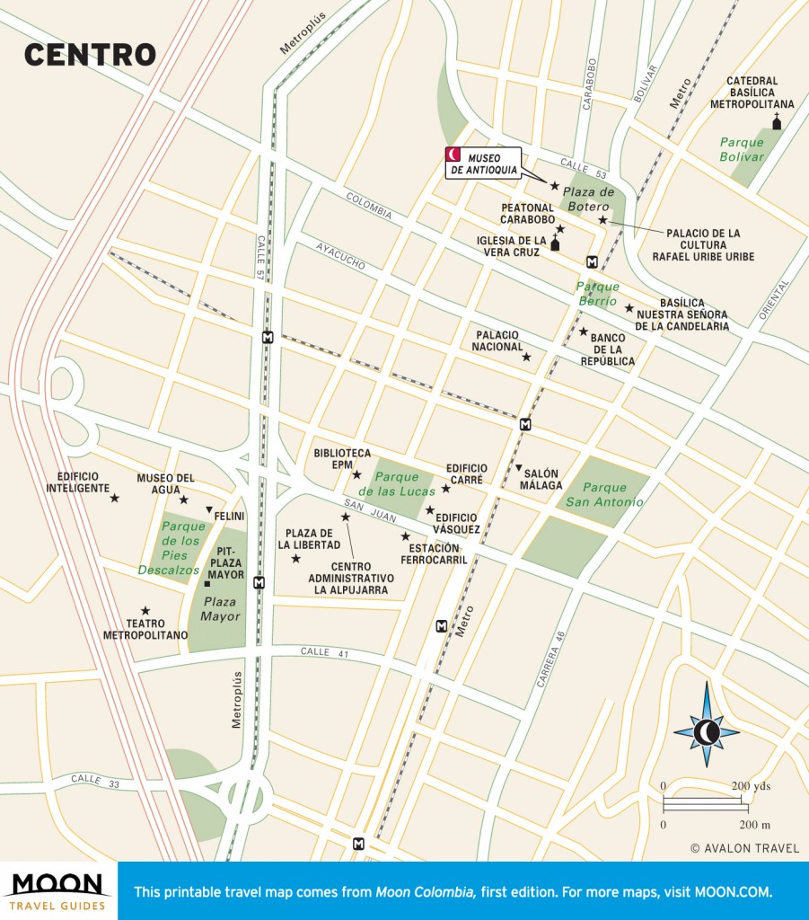 Travel map of Centro de Medellín, Colombia