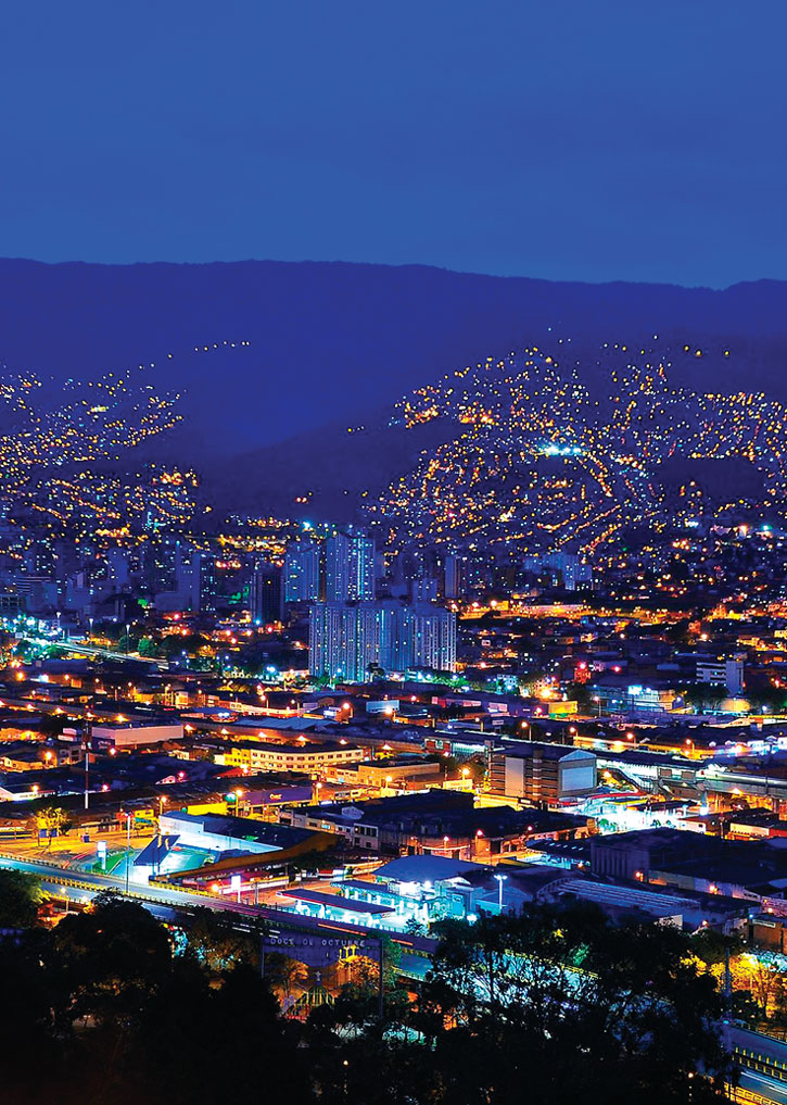 Medellín at night.