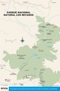 Travel map of Parque Nacional Natural Los Nevados in Colombia