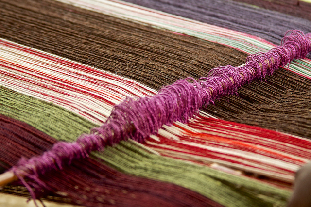 Close up view of traditional Andean weaving seen as part of an Awamaki organization tour.