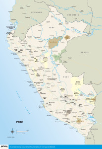 Color travel map of Peru