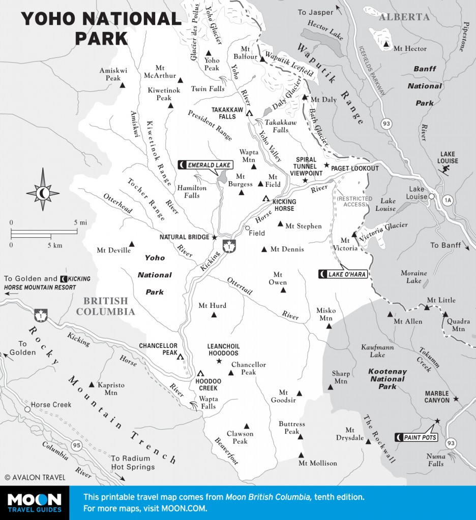 Map of Yoho National Park, BC