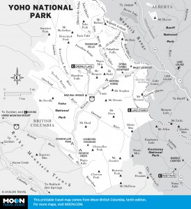 Map of Yoho National Park, BC