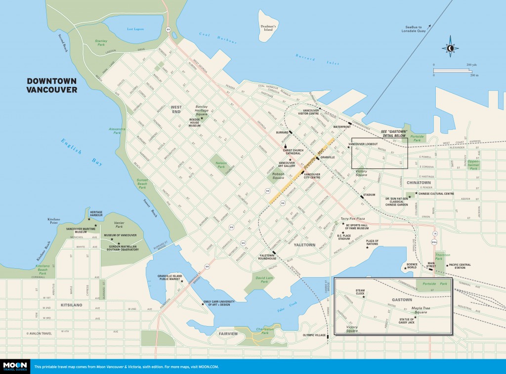 Color map of Downtown Vancouver, BC