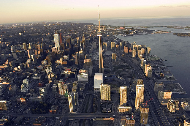 Aerial view of the city of Toronto, Ontario.