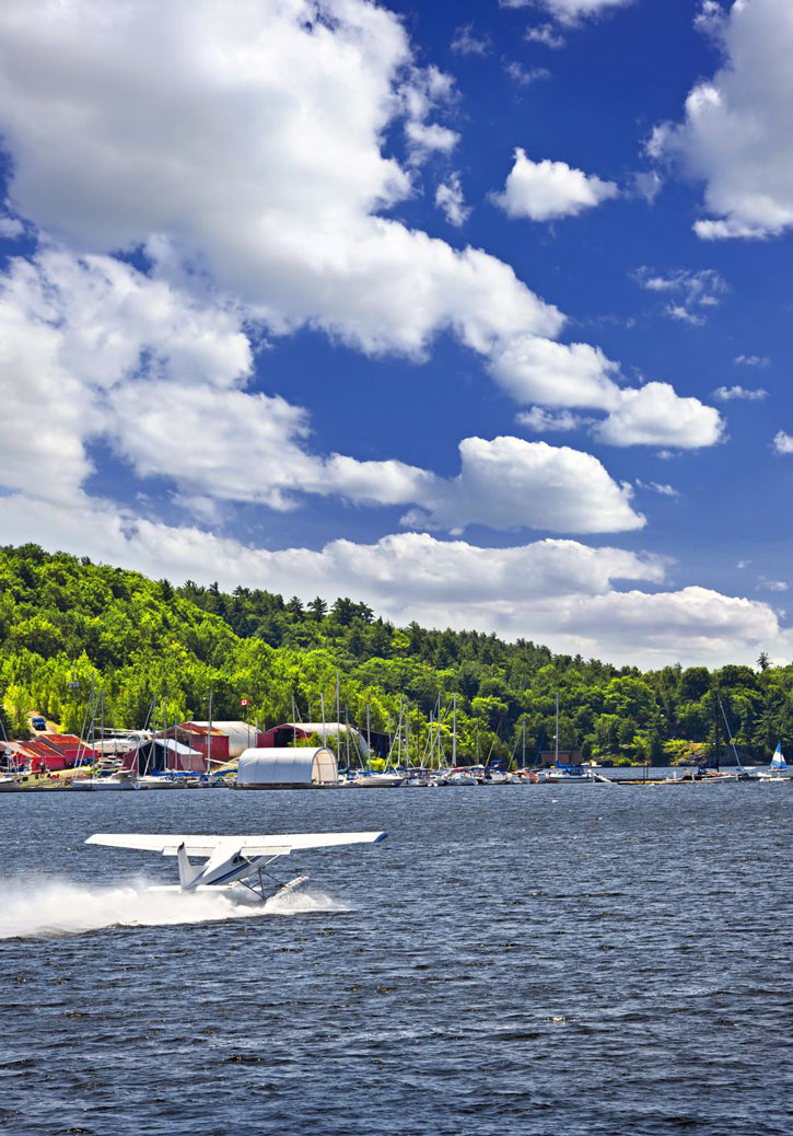 A seaplane takes flight from Parry Sounds in Georgian Bay.