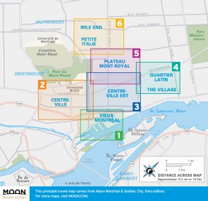Overview map of Montréal, Quebec neighborhoods
