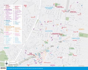 Travel maps of Mexico City's Paseo de la Reforma, Zona Rosa, San Rafael