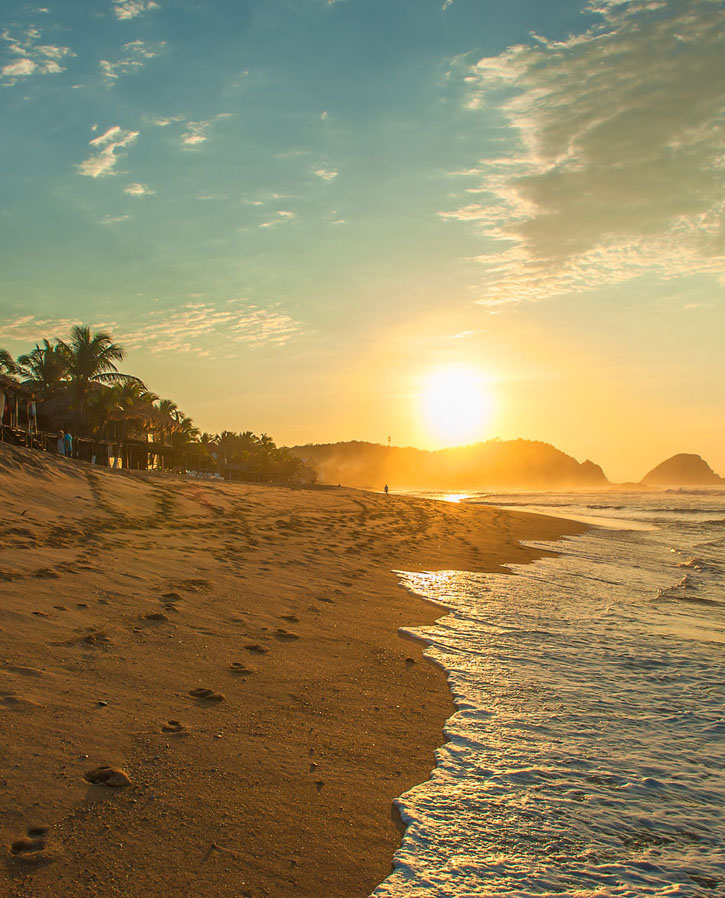 Sunrise at Playa Zipolite on the Pacific coast of Oaxaca state.