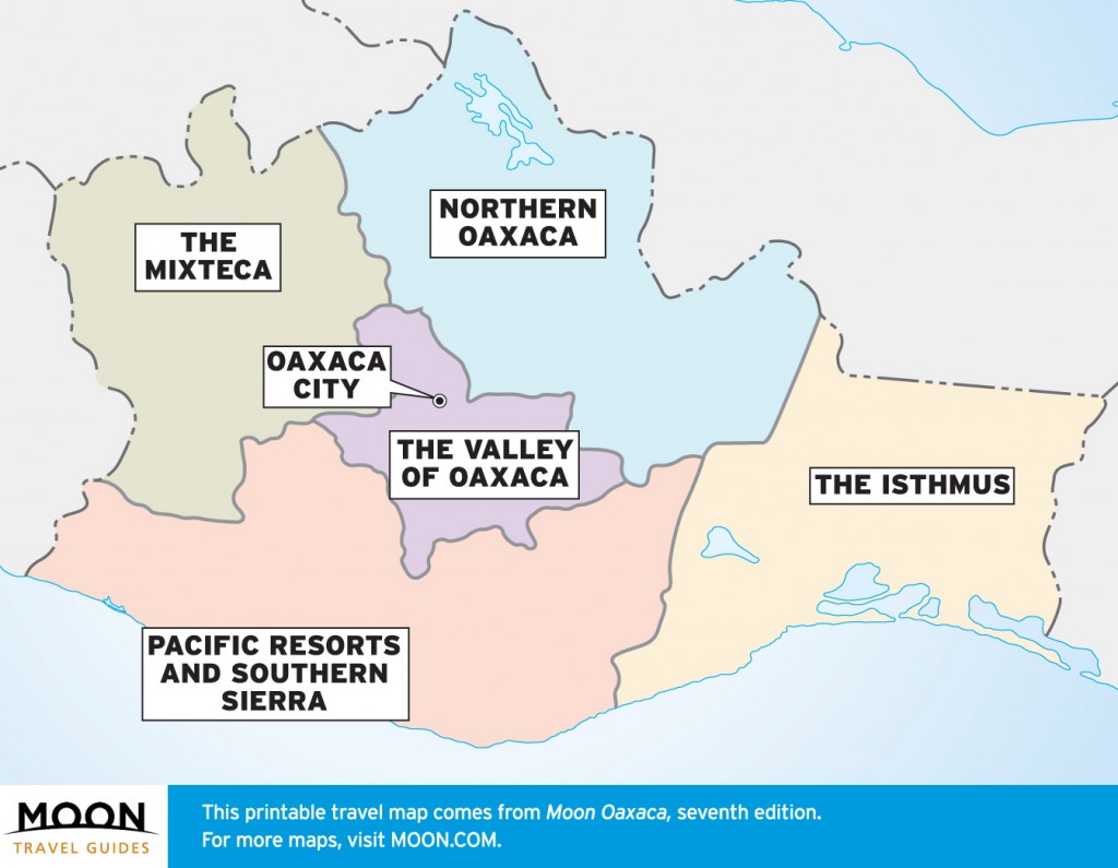 Oaxaca travel maps by region.