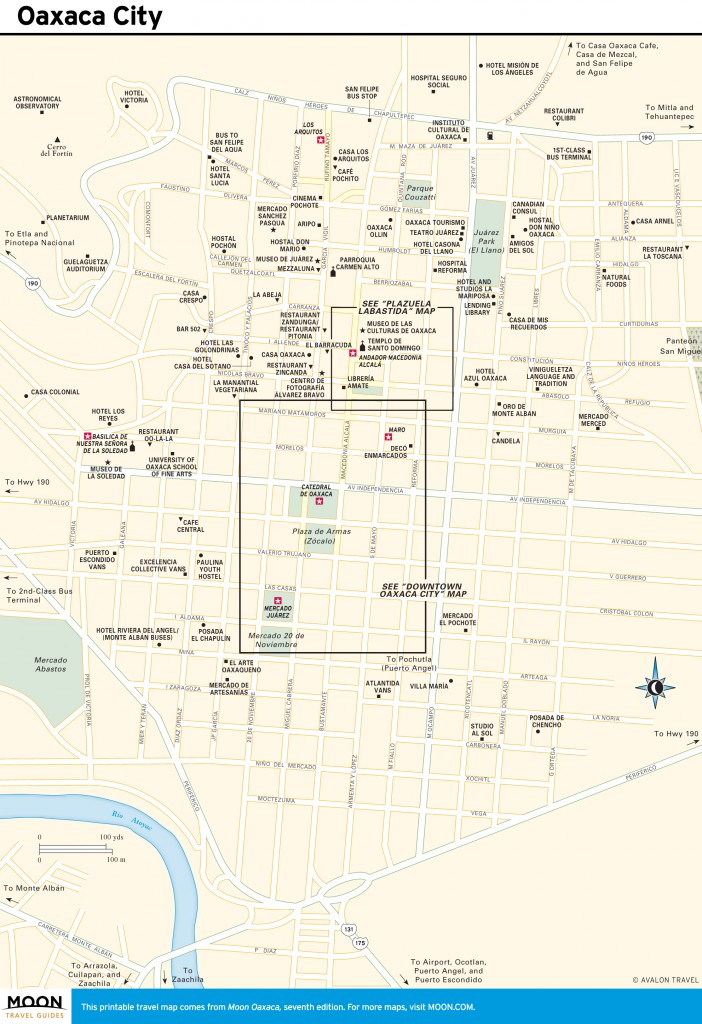 Travel map of Oaxaca City