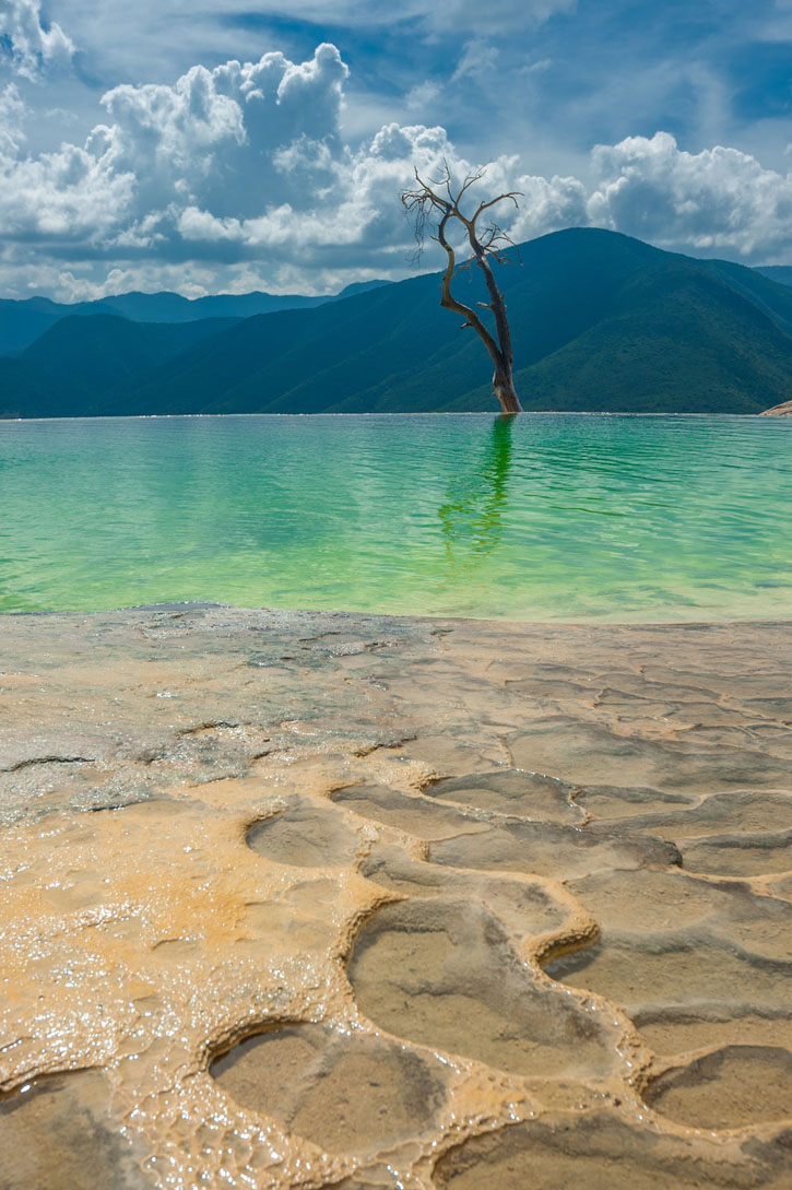Shallow turquoise water of Hierve El Agua.