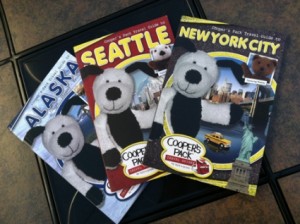 Photo of the set of Cooper's Pack kids travel books.
