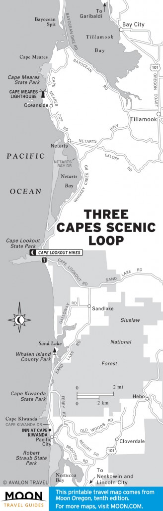 Map of the Three Capes Scenic Loop in Oregon