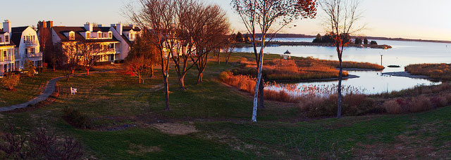 View of the Inn at Perry Cabin in St. Michaels along the waterfront.