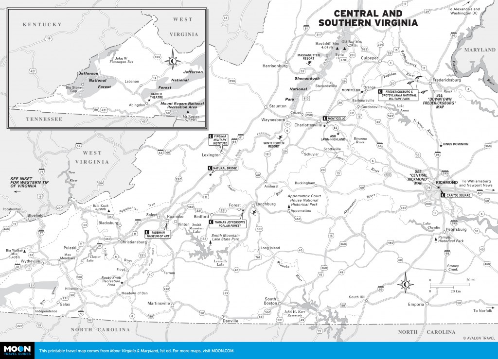 Map of Central and Southern Virginia