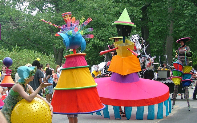 Colorful performers at Parade the Circle.