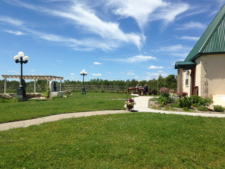 Outdoor seating at Northern Sun Winery .