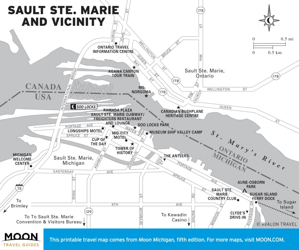 Travel map of Sault Ste. Marie, Michigan and Vicinity
