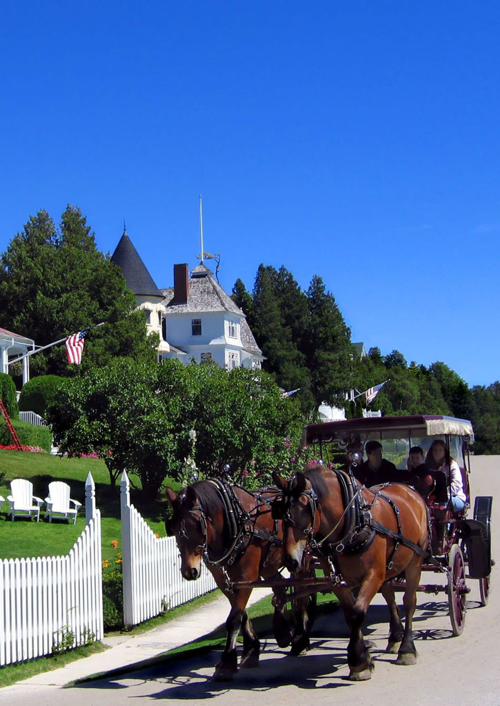 A horse-drawn carriage on Mackinac Island.