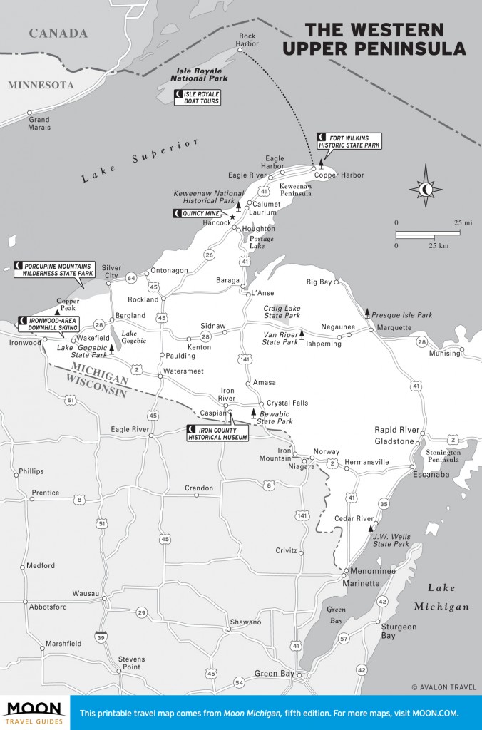 Travel map of Michigan's Upper Peninsula (East)