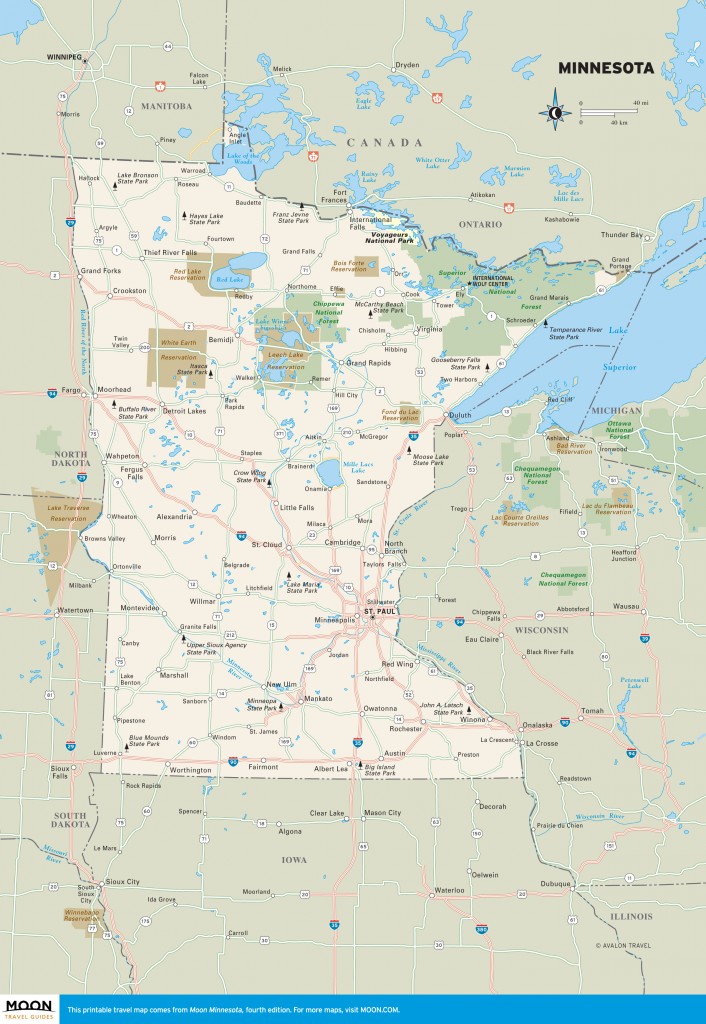 Color travel map of Minnesota