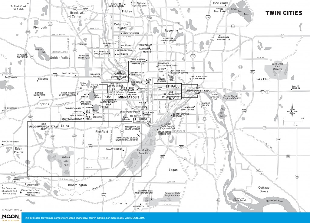 Travel map of Twin Cities, Minnesota