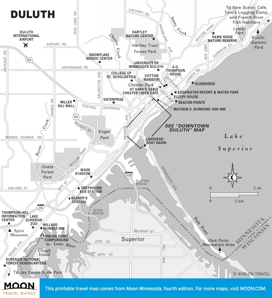 Travel map of Duluth, Minnesota