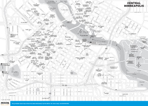 Travel map of Central Minneapolis, Minnesota