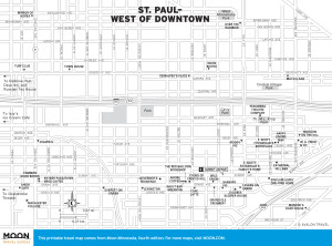 Travel map of St. Paul Minnesota, West of Downtown