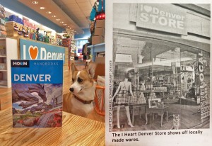 Denver Picard Schimek poses with a copy of <em>Moon Denver</em> and shows off his photo in the book.