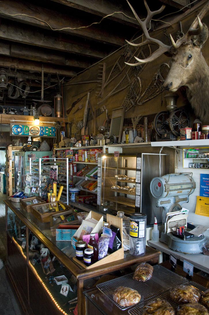 Inside the Polebridge Mercantile store are many old-fashioned and quirky items.