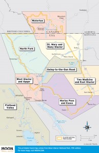 Glacier National Park travel maps by region