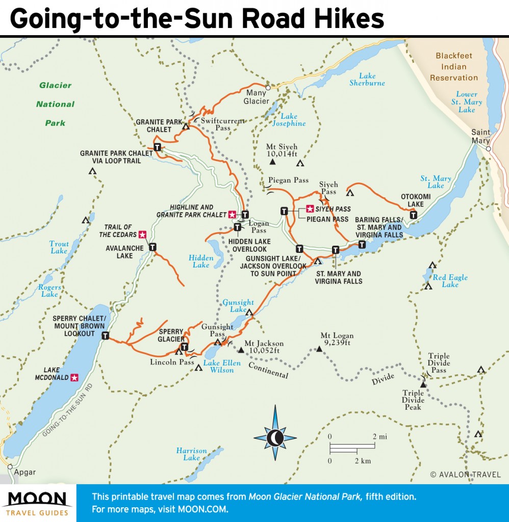 Travel map of Going-to-the-Sun Road Hikes