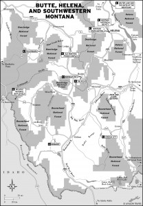 Map of Butte, Helena, and Southwestern Montana