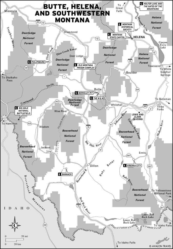 Map of Butte, Helena, and Southwestern Montana