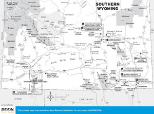 Travel map of Southern Wyoming