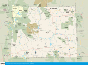 Travel map of the state of Wyoming.