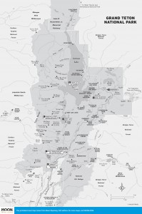 Travel map of Grand Teton National Park in Wyoming