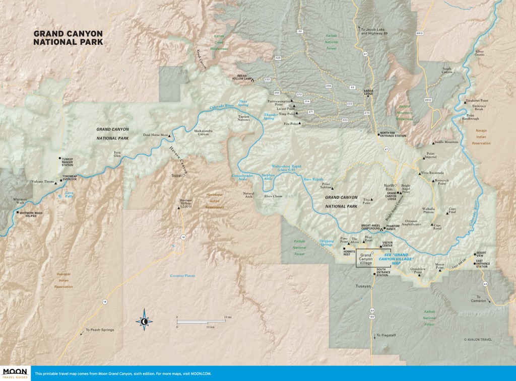 Travel map of Grand Canyon National park