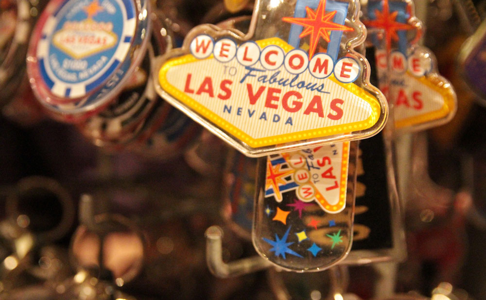 The famous Welcome to Las Vegas sign in kitschy keychain form.