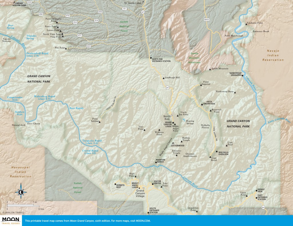 Travel map of the North Rim of the Grand Canyon