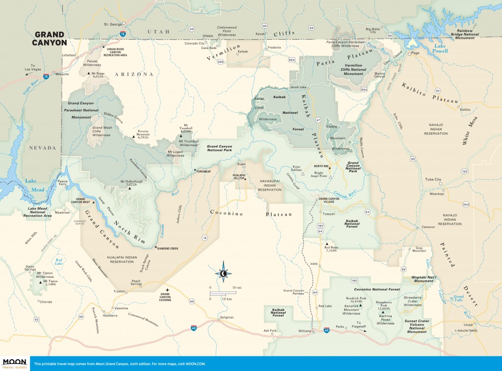Travel map of the Grand Canyon