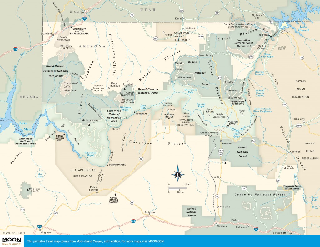 Travel map of The Inner Canyon in the Grand Canyon