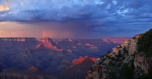 Sunset over the South Rim of the Grand Canyon.