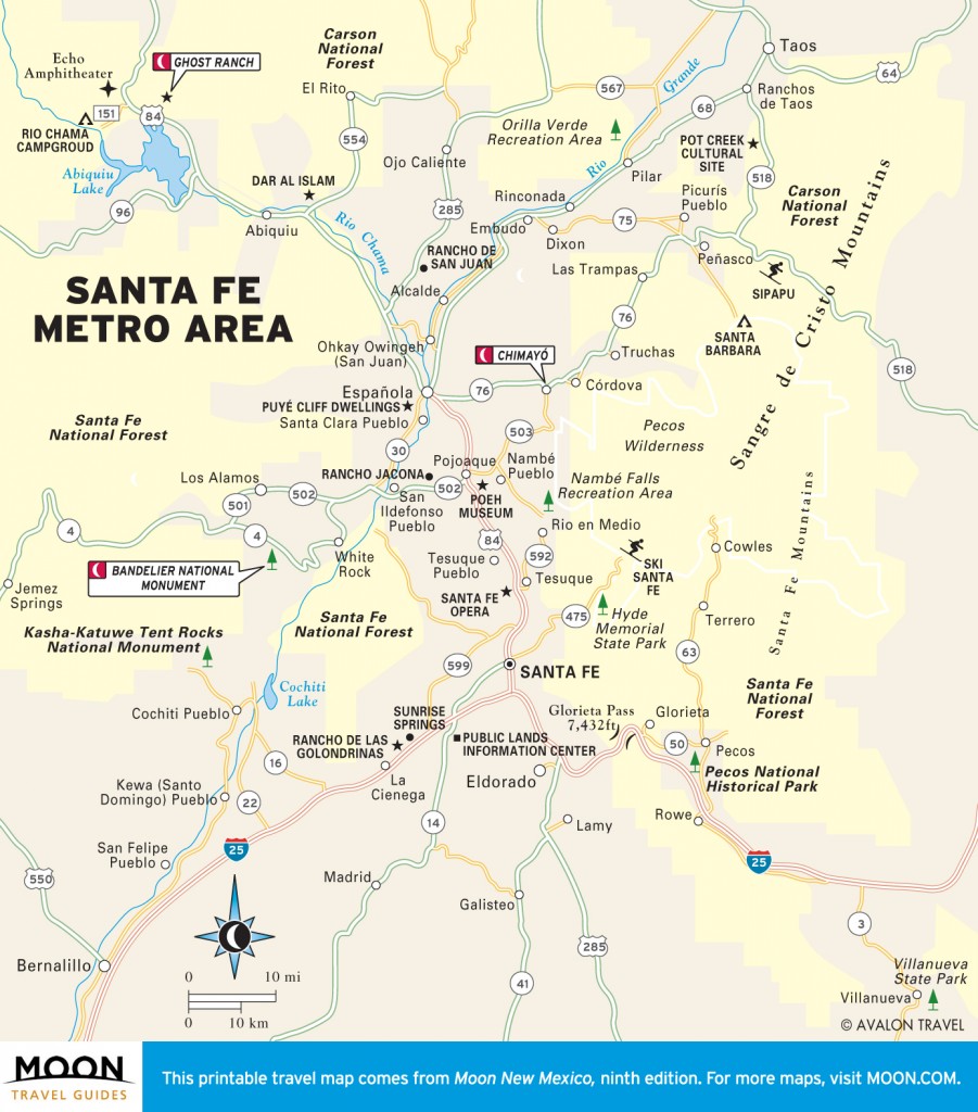 Travel ma of the Santa Fe Metro Area in New Mexico